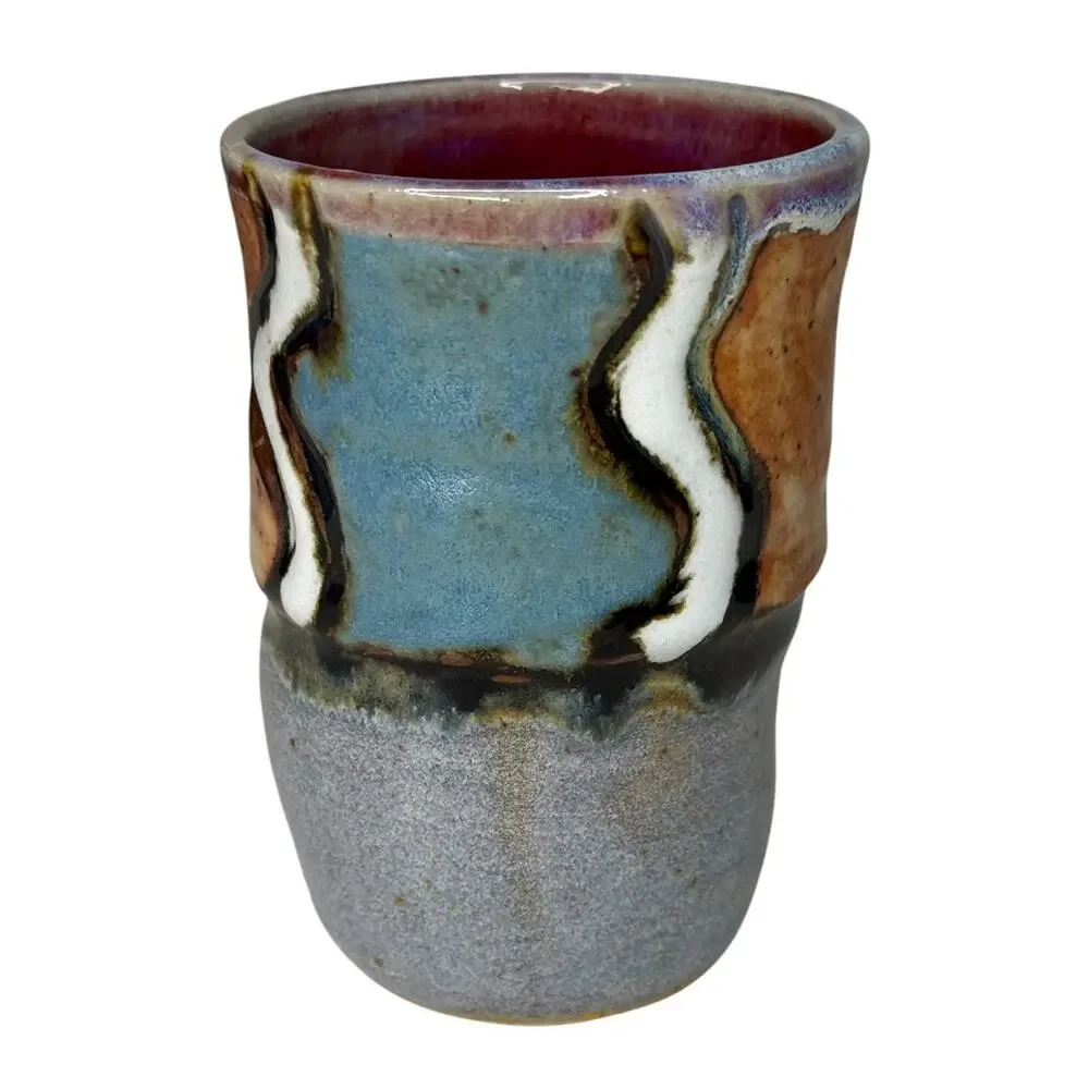 Handmade Studio Pottery Cup Bud Vase Signed Kelly Hask Artisan Ceramic Cup